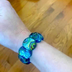 Gorgeous Peacock inspired stretch bracelet